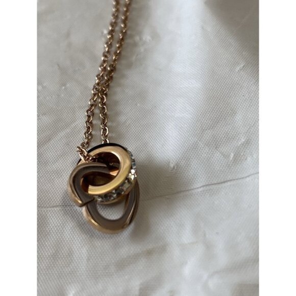 Heart and Crystal Rose Gold Chain Necklace - Picture 7 of 11